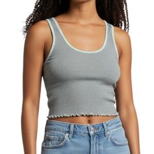 Spiritual Gangster Ribbed Crop Top Grey